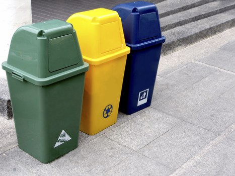 Construction site with waste removal containers in Shoreditch